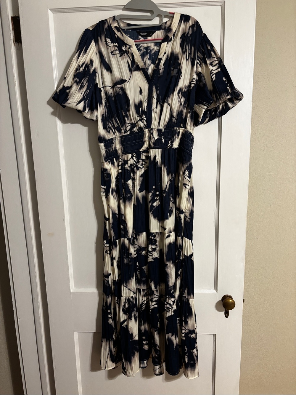 Simply Vera Vera Wang Navy and Cream Floral Maxi Dress